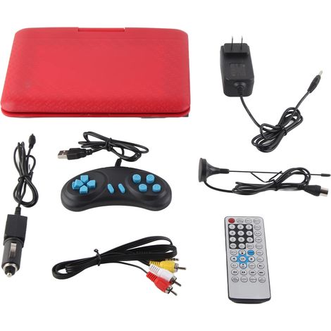 Lecteur DVD portable HD 6,8 pouces pour enfants, écran multifonction pratique pour voiture et extérieur, prise américaine 110-240V rouge (1/5)