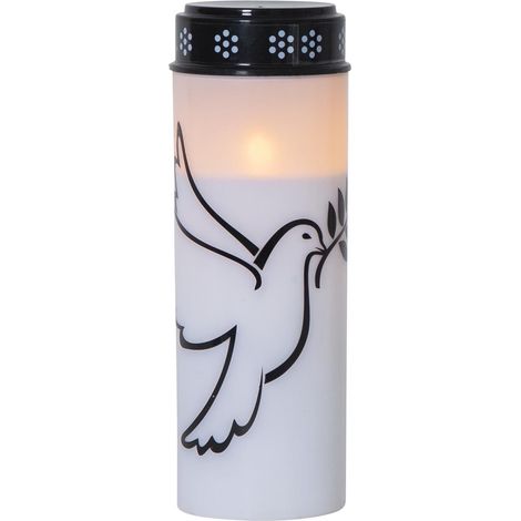 Star Trading Bougie funéraire LED 'Dove', motif colombe, minuterie, blanc chaud, scintillant, 20,5cm