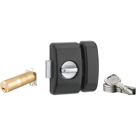 Thirard – Verrou à bouton ajustable pour entrée – Cylindre 35 à 80mm – 5 clés réversibles en laiton – Acier avec protection contre le perçage (1/5)