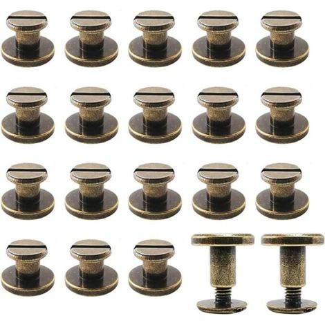 Rivet a Visser fer Jeux de Rivets Laiton Rivets Rivets Cuir Rivet en Métal,pour Le Cuir Fait à La Main Artisanat et Reliure 20 Paires (9x5mm) (1/4)