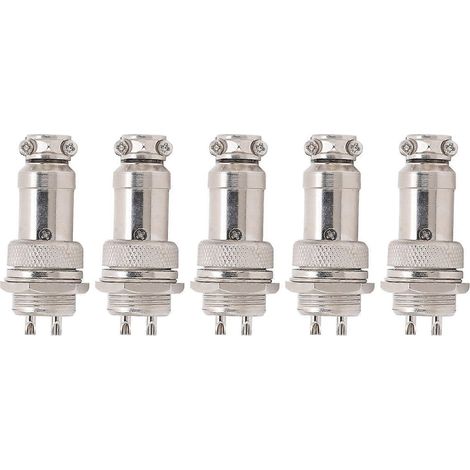 5 Stück Luftfahrt-Steckverbinder (männlich/weiblich) für Kabelverteiler, Stromversorgung, Chassis, Metallanschlüsse, GX16, 16 mm, 450 V, 2-polig