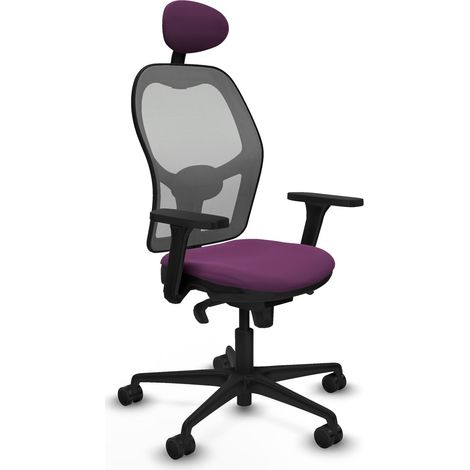 Jorquera sincro malla gris similpiel morado brazos 3D base nailon cabecero fijo ruedas 65mm nailon (1/5)