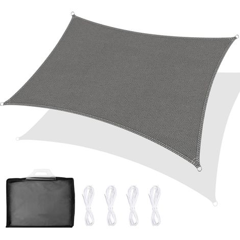 YMYNY Voile d'ombrage Rectangle 2 x 3m, Voile Ombrage Une Protection des Rayons UV à 98%, Toile Ombrage pour en Plein air, Jardin & terrasse, Pelouse, avec Corde, Gris (1/5)