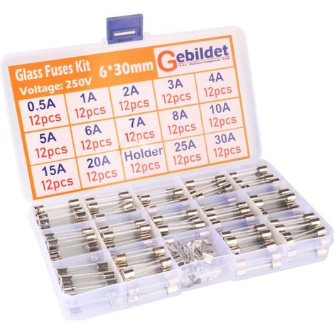 168-teiliges Schnellschmelz-Glassicherungsset für Autos (0,5 A-30 A) mit 12 Sicherungshaltern
