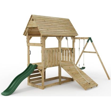FarmPlay Mini Loft Climbing Frame with Single Swing and Slide (1/5)