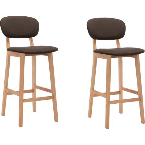 Lot de 2 Chaises de bar Tabourets de bar - Tabouret Haut Marron Tissu BV747654 - BonneVie (1/5)