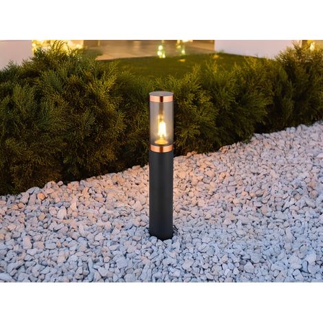 LED Sockelleuchte aus Edelstahl in Schwarz & Kupfer, Höhe 45cm (1/5)
