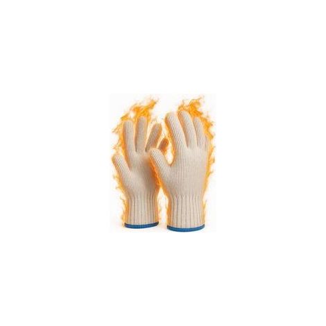 Hitzebeständige Ofenhandschuhe, 1 Paar Grillhandschuhe, hitzebeständiges, dickes Baumwollstrickmaterial für Heißluftfritteuse, Grill und Gartenarbeit - Crezuo