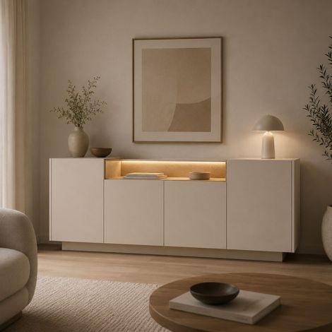 Sideboard Halefa, 4 Regalböden, Türen mit Scharnieren, 4 Türen, 103x40x83h cm Beige (1/5)