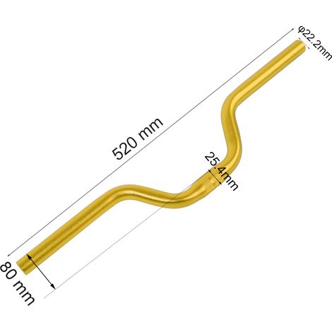 Guidon Vélo Fixie Aluminium Potence Surélevée 25,4mm x 520mm Doré (1/5)