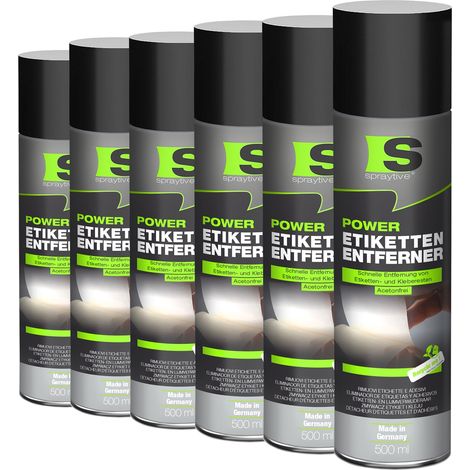 Spraytive 6x 500ml Power Etikettenentferner – Acetonfrei, Klebereste-Entferner & Etikettenlöser, Reiniger für Aufkleber & Markierungsfarben (1/5)