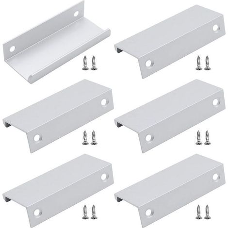 x Aluminium-Rückwandgriffe, unsichtbare Möbelgriffe für Schubladen, Schränke und Kommoden – Silber – 80 mm lang – Schrankbeschläge (1/5)