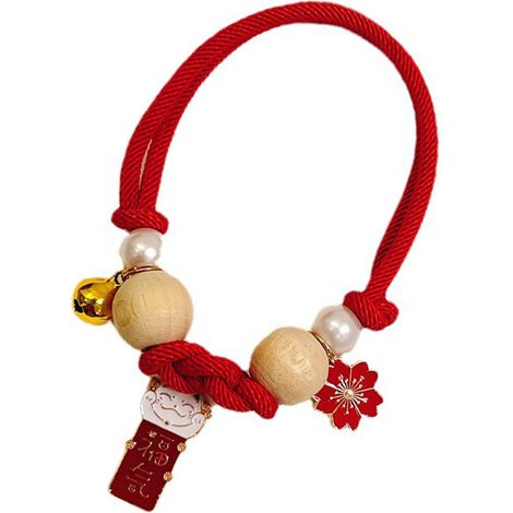 Collier anti-puces et poux en bois de camphre, répulsif naturel contre les poux pour chats et chiens, rouge S (1/5)