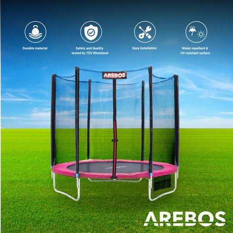 AREBOS Almohadillas de seguridad Cojín Trampolín 366 cm rosa (1/2)