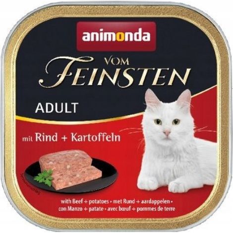 Animonda Cat  Vom Feinsten Adulto  Alimento húmedo para gatos adultos - Bandeja de 100 g - Carne de res con patatas 100 g