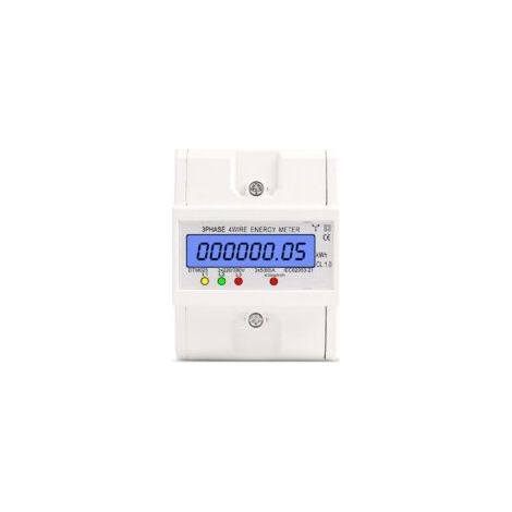 Medidor de energía trifásico de 4 hilos 220/380V 5-80A Consumo de energía kWh Montaje en carril DIN Medidor de energía eléctrica digital con pantalla LCD retroiluminada Blanco - Crezuo