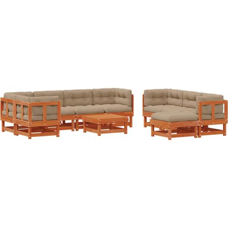Garden Lounge Set 33 pcs Wax Brown Solid Pine Wood vidaXL