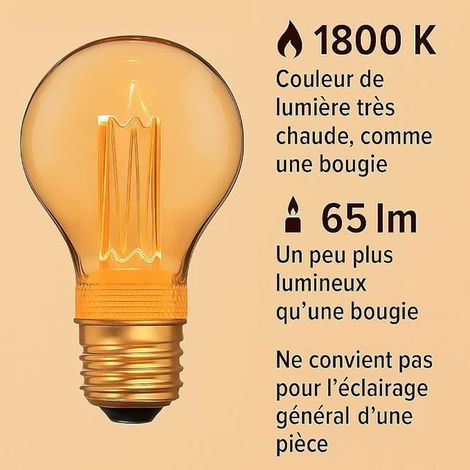 Ampoule E27 LED A60 ambre 2W 65lm 1800K (1/4)