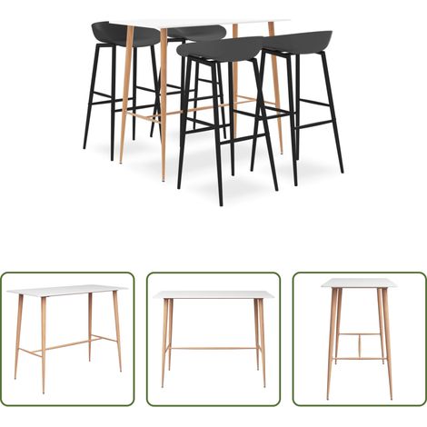 Barhocker - 5-tlg. Bar-Set Weiß und Grau (1/5)