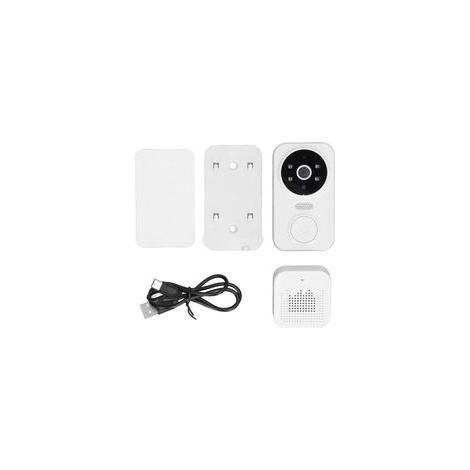 Sonnette vidéo 1080p avec vision nocturne intelligente, communication bidirectionnelle et objectif grand angle HD, compatible Wi-Fi. (1/5)