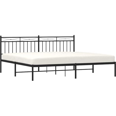 Bettgestell mit Kopfteil Metall Schwarz 193x203 cm vidaXL (1/5)