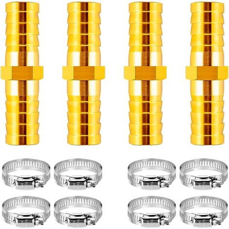 Kit de réparation tuyau d'arrosage 4 pièces 10 mm avec 8 colliers serrage en acier inoxydable, raccord d'eau, épisseur barbelé, racloir tuyau, raccords -