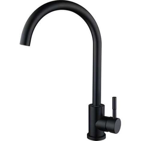 Robinet de Cuisine Noir, Mitigeur Cuisine Robinet Pivotant à 360°, Robinetterie de Cuisine avec Bec Haut, Noir Robinet d'Evier Froid & Chaud Disponible (1/4)