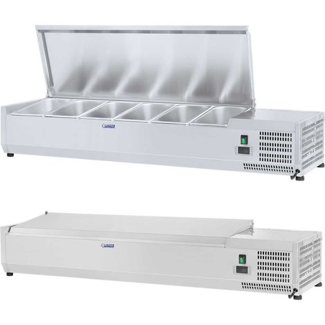 Saladette à poser - Royal Catering - Capacité: 40 litres (6 x GN 1/4) - Plage de réfrigération: 2 - 10 °C