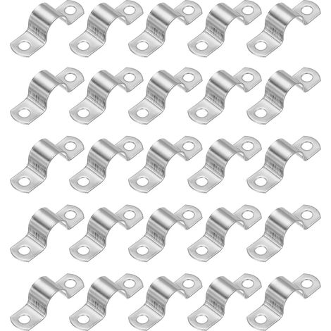 Collier rigide pour tuyau 18mm, 25 Pcs colliers pour conduits en acier inoxydable 304 support en U épais avec 2 trous, collier pour fixation de tuyaux, câbles et fils (5/7") (1/5)