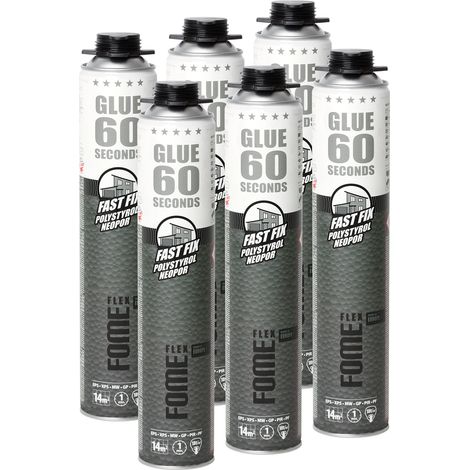 Mousse adhésive polyuréthane FOME FLEX Fast Fix – prise rapide 60 s, faible expansion, collage & isolation – 850 ml – Lot de 6 (1/5)