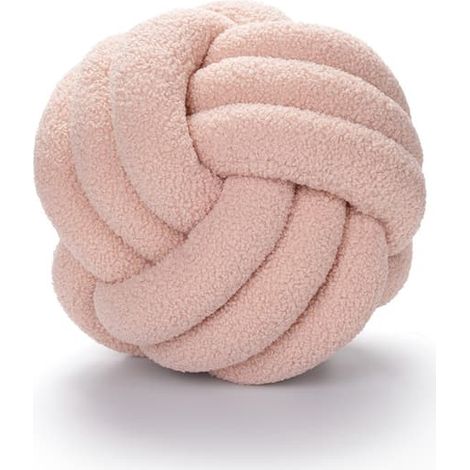 Coussin rond doux à nœuds, rose, 22 cm, laine d'agneau (1/3)