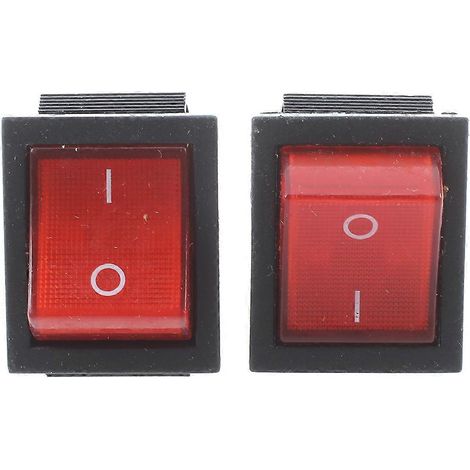 DPST 4-poliger Ein/Aus-Wippschalter (2 Stück) 16 A/250 V AC / 20 A/125 V AC mit roter Kontrollleuchte (1/2)