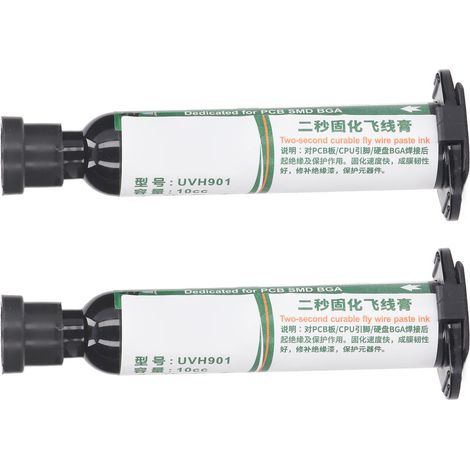 Lot de 2 tubes de vernis épargne à séchage UV pour PCB BGA, résistant aux hautes températures, blanc laiteux, séchage rapide en 2 secondes, isolant. (1/5)