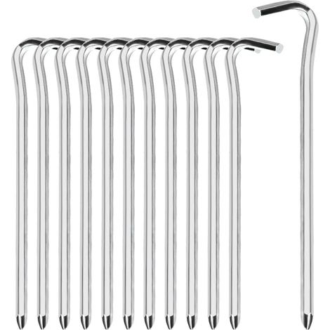 EASYCOMFORT 12 Pcs Piquets de Tente, 18 cm Sardines Camping en Forme de Point d'Interrogation Aluminium Crochets de Tente Metal pour Pique-Nique Camping Randonnée Pêche (Argent) (1/5)