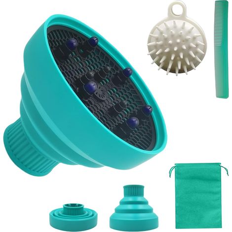1 Diffuseur Cheveux Bouclés Pliable Silicone Pour Sèche-cheveux Diamètre 4,2-4,8cm Voyage (1/5)