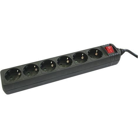 Mehrfachsteckdose 6 Steckdosen 1,5 mts Schwarz Mit beleuchtetem Schalter. 36.235/N Electro DH 8430552129126