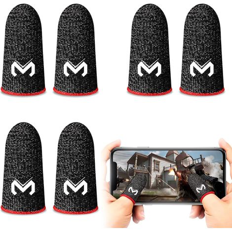 Gaming Finger Caps, 6 pièces Finger Sleeves Gaming, bouchons pour doigts de jeu, écran tactile, résistants à la transpiration et respirants en fibre d'argent, adaptés à tous les appareils à (1/5)