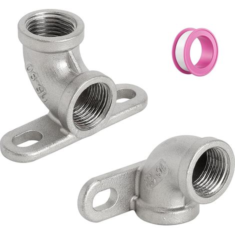 Rosace Murale 1/2 Inox 304 Coude 90° Filetage Femelle (1/5)