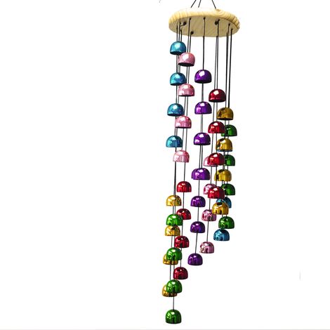 Carillon éolien coloré de 76 cm avec cloches artisanales, idéal pour la décoration extérieure (jardin, terrasse, porche), la fête des pères et la fête des mères. (1/5)