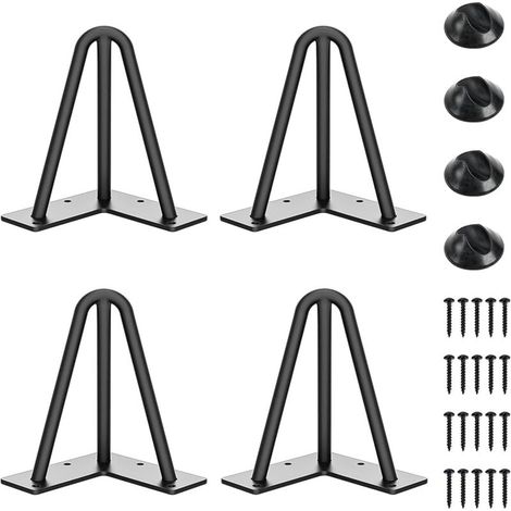 Pied de table à 3 pôles, adapté pour table basse, table à manger, table de chevet, hauteur 15 cm (noir, 4 pièces) (1/5)