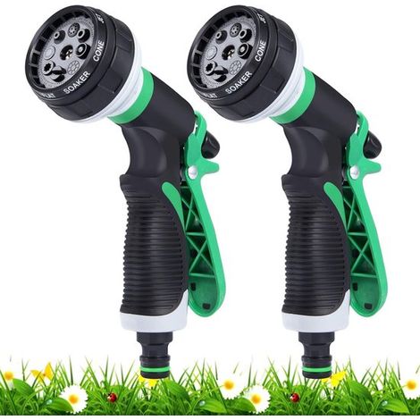 Aspersor de jardín de 2 piezas – 8 modos – Aspersor de jardín multifuncional – Plástico – Cómodo – Lavado de coches – Césped. (1/5)
