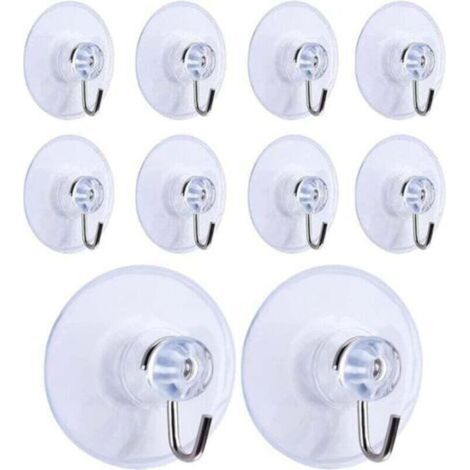 Set with 10 Saugnapfhaken, abnehmbare transparent Wandhaken, Aufhänger für Bad, Küche, Dusche, Wandhaken für Handtücher, Aufhänger, Zubehör (45 mm) (1/5)