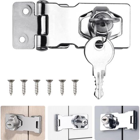 Verrou de porte à boucle avec clé pour porte de placard ou de tiroir, 6,35 cm (2,5 pouces), 1 pièce