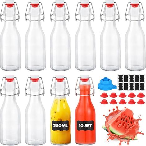 Bouteilles Verre, Bouchon, Étiquettes, Entonnoir pour Bière, Liqueurs, Huile, Jus, Condiments (1/4)