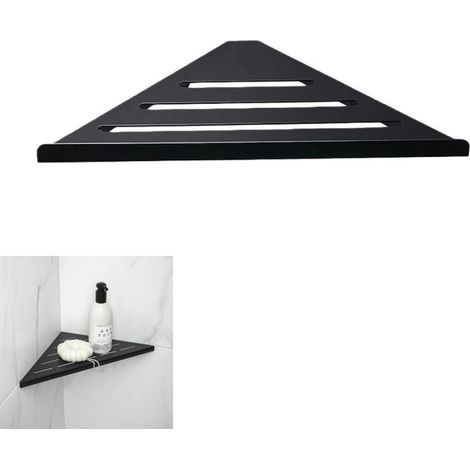 Étagère de coin pour cabine de douche Noir, Acier inoxydable 304, étagère d'angle encastrée pour salle de bain et douche, pour mur carrelé (1/4)