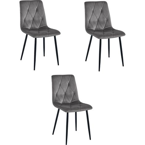 Sedia Libra - velluto grigio scuro / gambe nere x 3 (1/5)