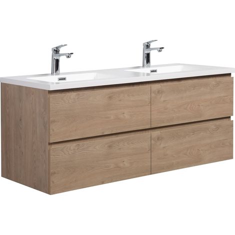 Badezimmer Badmöbel-Set Angela 140cm - Kastanien Eiche - Untersc