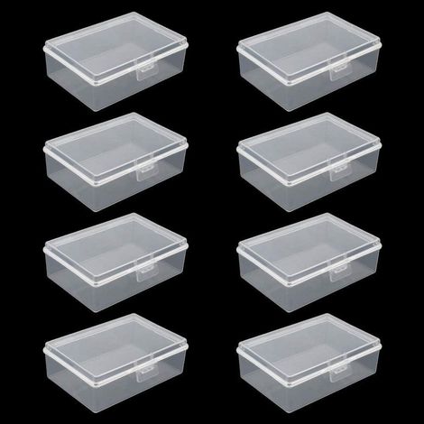 Mini boîte de rangement - Transparent - Rectangulaire avec couvercle - 8 pièces - Transparent (1/5)