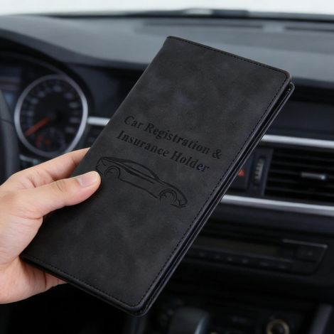 Porte documents de voiture organiseur de carte grise et d assurance avec fermeture boîte à gants compacte pour permis et papiers (1/5)