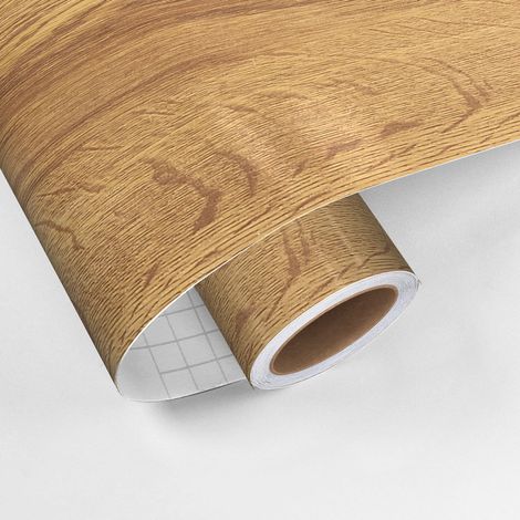 Rouleau revêtement adhésif vinyle au mètre - Sticker lavable Cuisine Meuble Armoire Porte - BOIS DE FORÊT NOIRE - 60x100cm (1/5)